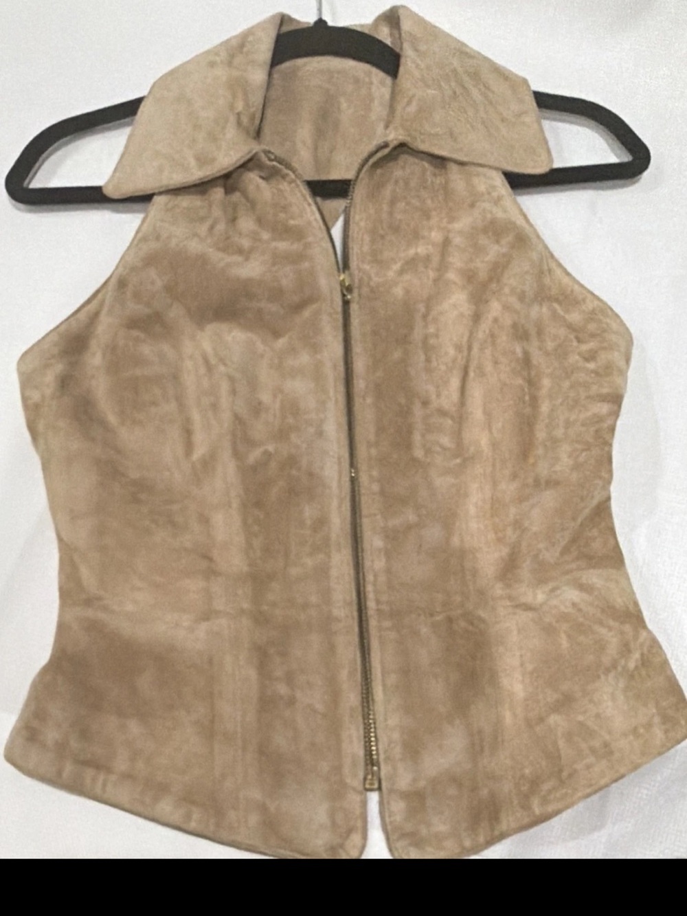Cache Women’s Tan Genuine Suede Zip-Front Vest XS